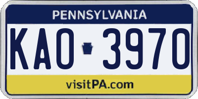 PA license plate KAO3970