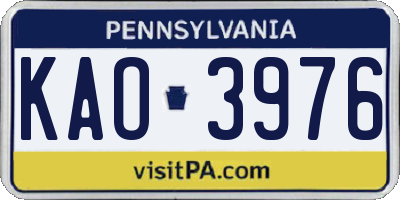 PA license plate KAO3976
