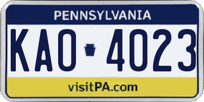 PA license plate KAO4023