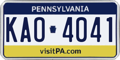 PA license plate KAO4041