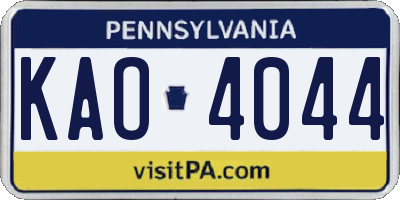 PA license plate KAO4044