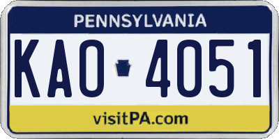 PA license plate KAO4051