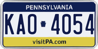 PA license plate KAO4054