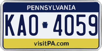 PA license plate KAO4059