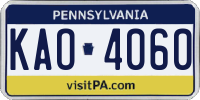 PA license plate KAO4060