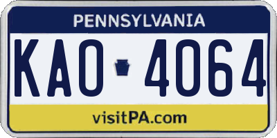 PA license plate KAO4064