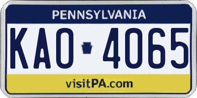 PA license plate KAO4065