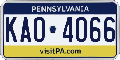 PA license plate KAO4066