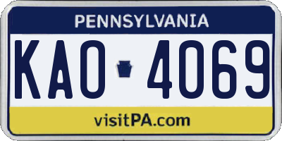 PA license plate KAO4069