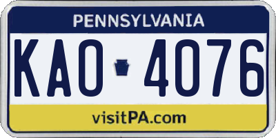 PA license plate KAO4076