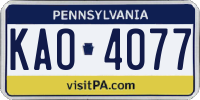 PA license plate KAO4077