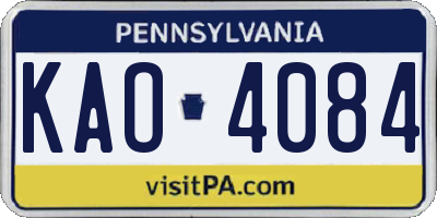 PA license plate KAO4084