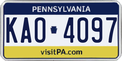 PA license plate KAO4097