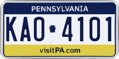PA license plate KAO4101