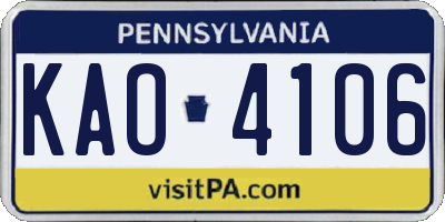 PA license plate KAO4106