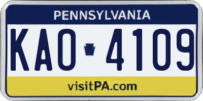 PA license plate KAO4109
