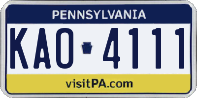 PA license plate KAO4111