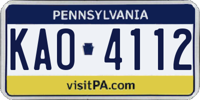 PA license plate KAO4112