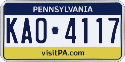 PA license plate KAO4117