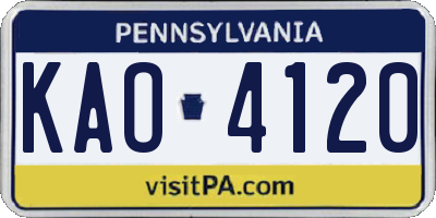 PA license plate KAO4120