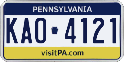 PA license plate KAO4121