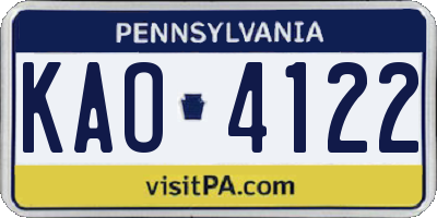 PA license plate KAO4122