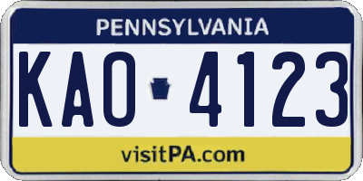 PA license plate KAO4123