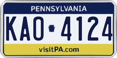 PA license plate KAO4124