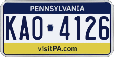 PA license plate KAO4126
