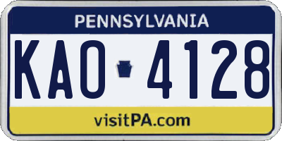 PA license plate KAO4128