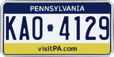 PA license plate KAO4129