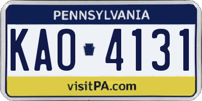 PA license plate KAO4131
