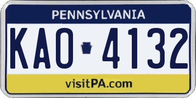 PA license plate KAO4132