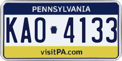 PA license plate KAO4133