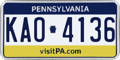 PA license plate KAO4136