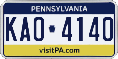 PA license plate KAO4140