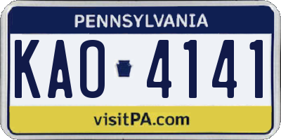 PA license plate KAO4141