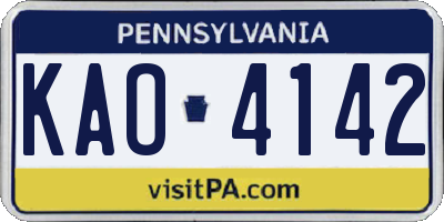 PA license plate KAO4142