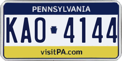 PA license plate KAO4144