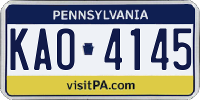 PA license plate KAO4145