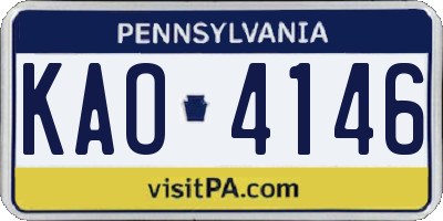 PA license plate KAO4146