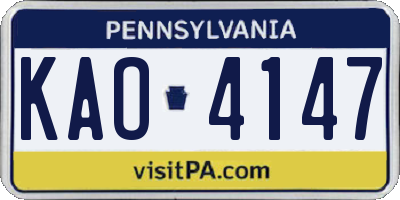 PA license plate KAO4147