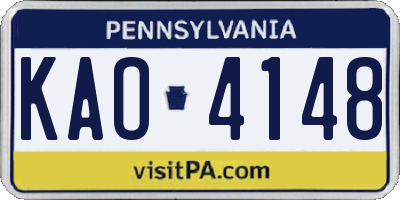 PA license plate KAO4148