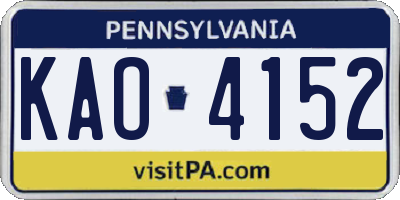 PA license plate KAO4152