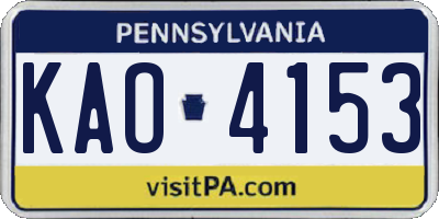 PA license plate KAO4153