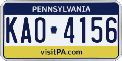 PA license plate KAO4156