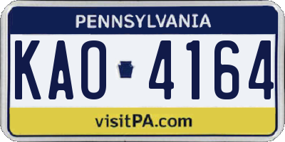 PA license plate KAO4164