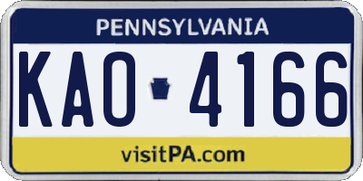PA license plate KAO4166