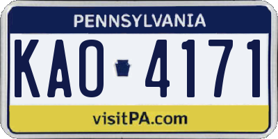 PA license plate KAO4171