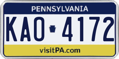 PA license plate KAO4172